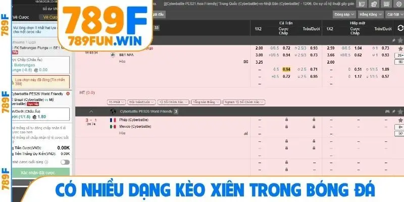 Có nhiều dạng kèo xiên trong bóng đá