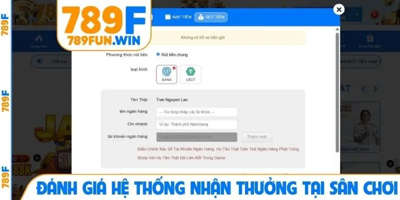 Đánh giá hệ thống nhận thưởng tại sân chơi