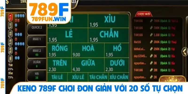 Keno 789F chơi đơn giản với 20 số tự chọn