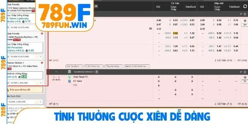 Tính thưởng cược xiên dễ dàng